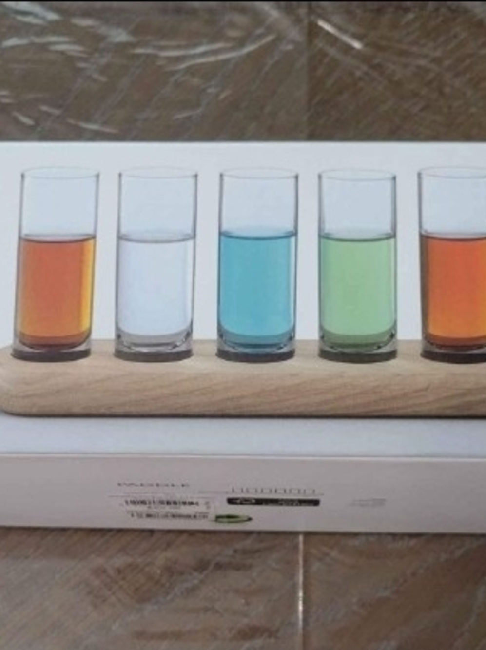 LSA Multicolor Shot Glass Set with Wooden Tray